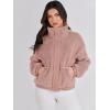 imageANRABESS Womens Fleece Jacket Casual Long Sleeve Cropped Sherpa Button Down Fuzzy Warm Coats Fall Outwear With PocketsDark Pink