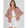 imageANRABESS Womens Fleece Jacket Casual Long Sleeve Cropped Sherpa Button Down Fuzzy Warm Coats Fall Outwear With PocketsDark Pink