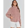 imageANRABESS Womens Fleece Jacket Casual Long Sleeve Cropped Sherpa Button Down Fuzzy Warm Coats Fall Outwear With PocketsDark Pink