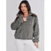 imageANRABESS Womens Fleece Jacket Casual Long Sleeve Cropped Sherpa Button Down Fuzzy Warm Coats Fall Outwear With PocketsGrey 2