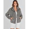 imageANRABESS Womens Fleece Jacket Casual Long Sleeve Cropped Sherpa Button Down Fuzzy Warm Coats Fall Outwear With PocketsGrey 2