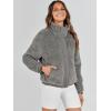 imageANRABESS Womens Fleece Jacket Casual Long Sleeve Cropped Sherpa Button Down Fuzzy Warm Coats Fall Outwear With PocketsGrey 2
