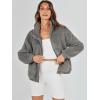 imageANRABESS Womens Fleece Jacket Casual Long Sleeve Cropped Sherpa Button Down Fuzzy Warm Coats Fall Outwear With PocketsGrey 2