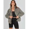 imageANRABESS Womens Fleece Jacket Casual Long Sleeve Cropped Sherpa Button Down Fuzzy Warm Coats Fall Outwear With PocketsGrey