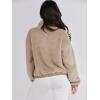 imageANRABESS Womens Fleece Jacket Casual Long Sleeve Cropped Sherpa Button Down Fuzzy Warm Coats Fall Outwear With PocketsKhkai