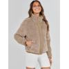 imageANRABESS Womens Fleece Jacket Casual Long Sleeve Cropped Sherpa Button Down Fuzzy Warm Coats Fall Outwear With PocketsKhkai