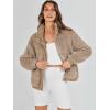 imageANRABESS Womens Fleece Jacket Casual Long Sleeve Cropped Sherpa Button Down Fuzzy Warm Coats Fall Outwear With PocketsKhkai