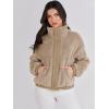 imageANRABESS Womens Fleece Jacket Casual Long Sleeve Cropped Sherpa Button Down Fuzzy Warm Coats Fall Outwear With PocketsKhkai