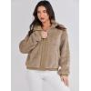 imageANRABESS Womens Fleece Jacket Casual Long Sleeve Cropped Sherpa Button Down Fuzzy Warm Coats Fall Outwear With PocketsKhkai