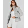 imageANRABESS Womens Fleece Jacket Casual Long Sleeve Cropped Sherpa Button Down Fuzzy Warm Coats Fall Outwear With PocketsLight Grey