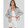 imageANRABESS Womens Fleece Jacket Casual Long Sleeve Cropped Sherpa Button Down Fuzzy Warm Coats Fall Outwear With PocketsLight Grey