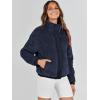 imageANRABESS Womens Fleece Jacket Casual Long Sleeve Cropped Sherpa Button Down Fuzzy Warm Coats Fall Outwear With PocketsNavy Blue