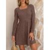 imageANRABESS Womens Long Sleeve Fall Dress 2025 Square Neck Casual Ribbed Knit Comfy Soft Short Sweater Dresses with PocketsBrown