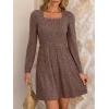 imageANRABESS Womens Long Sleeve Fall Dress 2025 Square Neck Casual Ribbed Knit Comfy Soft Short Sweater Dresses with PocketsBrown