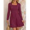imageANRABESS Womens Long Sleeve Fall Dress 2025 Square Neck Casual Ribbed Knit Comfy Soft Short Sweater Dresses with PocketsBurgundy