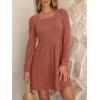 imageANRABESS Womens Long Sleeve Fall Dress 2025 Square Neck Casual Ribbed Knit Comfy Soft Short Sweater Dresses with PocketsBurnt Orange