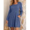imageANRABESS Womens Long Sleeve Fall Dress 2025 Square Neck Casual Ribbed Knit Comfy Soft Short Sweater Dresses with PocketsDark Blue