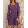 imageANRABESS Womens Long Sleeve Fall Dress 2025 Square Neck Casual Ribbed Knit Comfy Soft Short Sweater Dresses with PocketsLtalian Plum