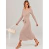 imageANRABESS Womens Long Sleeve Fall Dress 2025 V Neck Aline Tie Waist Ribbed Knit Bodycon Midi Sweater DressesAlmond