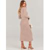 imageANRABESS Womens Long Sleeve Fall Dress 2025 V Neck Aline Tie Waist Ribbed Knit Bodycon Midi Sweater DressesAlmond