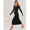 imageANRABESS Womens Long Sleeve Fall Dress 2025 V Neck Aline Tie Waist Ribbed Knit Bodycon Midi Sweater DressesBlack