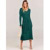 imageANRABESS Womens Long Sleeve Fall Dress 2025 V Neck Aline Tie Waist Ribbed Knit Bodycon Midi Sweater DressesDeep Green