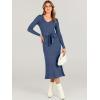 imageANRABESS Womens Long Sleeve Fall Dress 2025 V Neck Aline Tie Waist Ribbed Knit Bodycon Midi Sweater DressesDusty Blue