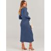 imageANRABESS Womens Long Sleeve Fall Dress 2025 V Neck Aline Tie Waist Ribbed Knit Bodycon Midi Sweater DressesDusty Blue