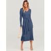 imageANRABESS Womens Long Sleeve Fall Dress 2025 V Neck Aline Tie Waist Ribbed Knit Bodycon Midi Sweater DressesDusty Blue