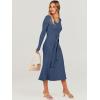 imageANRABESS Womens Long Sleeve Fall Dress 2025 V Neck Aline Tie Waist Ribbed Knit Bodycon Midi Sweater DressesDusty Blue