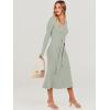 imageANRABESS Womens Long Sleeve Fall Dress 2025 V Neck Aline Tie Waist Ribbed Knit Bodycon Midi Sweater DressesGreen