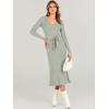 imageANRABESS Womens Long Sleeve Fall Dress 2025 V Neck Aline Tie Waist Ribbed Knit Bodycon Midi Sweater DressesGreen