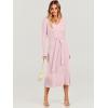 imageANRABESS Womens Long Sleeve Fall Dress 2025 V Neck Aline Tie Waist Ribbed Knit Bodycon Midi Sweater DressesPink