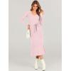 imageANRABESS Womens Long Sleeve Fall Dress 2025 V Neck Aline Tie Waist Ribbed Knit Bodycon Midi Sweater DressesPink