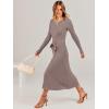 imageANRABESS Womens Long Sleeve Fall Dress 2025 V Neck Aline Tie Waist Ribbed Knit Bodycon Midi Sweater DressesPink Almond