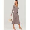 imageANRABESS Womens Long Sleeve Fall Dress 2025 V Neck Aline Tie Waist Ribbed Knit Bodycon Midi Sweater DressesPink Almond