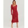 imageANRABESS Womens Long Sleeve Fall Dress 2025 V Neck Aline Tie Waist Ribbed Knit Bodycon Midi Sweater DressesRed