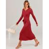 imageANRABESS Womens Long Sleeve Fall Dress 2025 V Neck Aline Tie Waist Ribbed Knit Bodycon Midi Sweater DressesRed