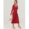 imageANRABESS Womens Long Sleeve Fall Dress 2025 V Neck Aline Tie Waist Ribbed Knit Bodycon Midi Sweater DressesRed