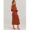imageANRABESS Womens Long Sleeve Fall Dress 2025 V Neck Aline Tie Waist Ribbed Knit Bodycon Midi Sweater DressesRust
