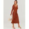 imageANRABESS Womens Long Sleeve Fall Dress 2025 V Neck Aline Tie Waist Ribbed Knit Bodycon Midi Sweater DressesRust