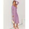 imageANRABESS Womens Long Sleeve Fall Dress 2025 V Neck Aline Tie Waist Ribbed Knit Bodycon Midi Sweater DressesViolet