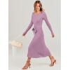 imageANRABESS Womens Long Sleeve Fall Dress 2025 V Neck Aline Tie Waist Ribbed Knit Bodycon Midi Sweater DressesViolet
