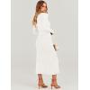imageANRABESS Womens Long Sleeve Fall Dress 2025 V Neck Aline Tie Waist Ribbed Knit Bodycon Midi Sweater DressesWhite