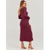 imageANRABESS Womens Long Sleeve Fall Dress 2025 V Neck Aline Tie Waist Ribbed Knit Bodycon Midi Sweater DressesWine Red