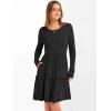 imageANRABESS Womens Long Sleeve Ribbed Short Dresses 2025 Fall Knit A Line Flowy Tiered Casual Mini Sweater Dress with PocketsBlack