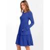 imageANRABESS Womens Long Sleeve Ribbed Short Dresses 2025 Fall Knit A Line Flowy Tiered Casual Mini Sweater Dress with PocketsBlue
