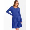 imageANRABESS Womens Long Sleeve Ribbed Short Dresses 2025 Fall Knit A Line Flowy Tiered Casual Mini Sweater Dress with PocketsBlue
