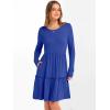 imageANRABESS Womens Long Sleeve Ribbed Short Dresses 2025 Fall Knit A Line Flowy Tiered Casual Mini Sweater Dress with PocketsBlue