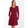 imageANRABESS Womens Long Sleeve Ribbed Short Dresses 2025 Fall Knit A Line Flowy Tiered Casual Mini Sweater Dress with PocketsDark Red